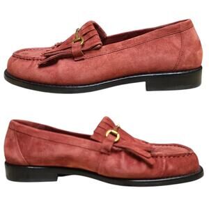Jeffrey Campbell Red Suede Leather Snaffle Bit Tassel Loafers NEW 7 1/2